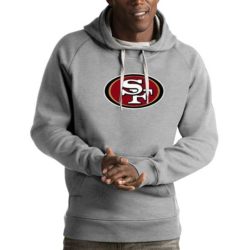 Antigua San Francisco 49ers Heather Gray Victory Pullover Hoodie