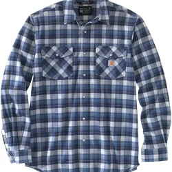 Carhartt Men's Rugged Flex Relaxed Fit Midweight Long-Sleeve Snap-Front Plaid Shirt