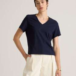 Quince 100% Organic Cotton Boxy V-Neck Tee